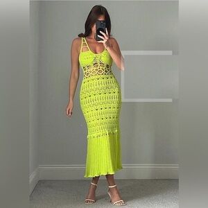 ZARA Crochet Knit Dress Lime Green